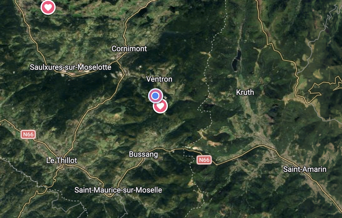 Carte de localisation du Chalet Terejo à Ventron, Hautes-Vosges